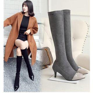 Cap-toe High-heel Tall Boots