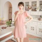 Flutter-sleeve Metal-accent Dress