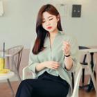 Open-placket 3/4-sleeve Shirt