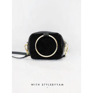 Hoop-handle Tote With Crossbody Strap
