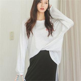 Long-sleeve Lettering-print T-shirt