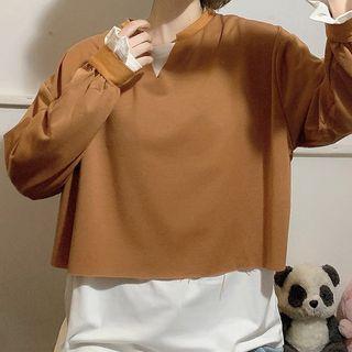 Mock Two-piece V-neck Pullover