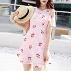 Cold Shoulder Ruffled Print A-line Dress
