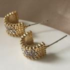 Rhinestone Hoop Earring K31 - 1 Pair - One Size