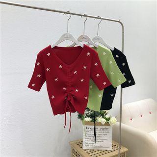 Floral Short-sleeve Knit Top
