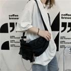 Couple Matching Chain Accent Canvas Sling Bag Black - One Size