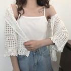 Knitted Cutout Cropped Cardigan