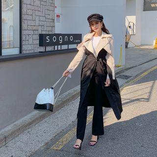 Contrast Two-tone Long Trench Coat