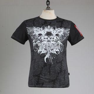 Winged Skull Print T-shirt
