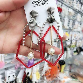 Faux Pearl Geometric Dangle Earring As Shown In Figure - One Size