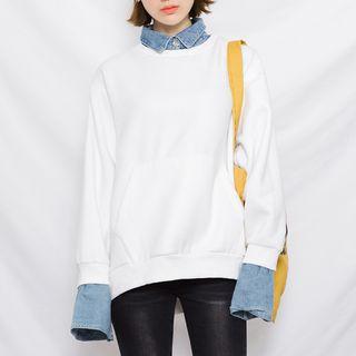 Mock Two-piece Collared Sweatshirt