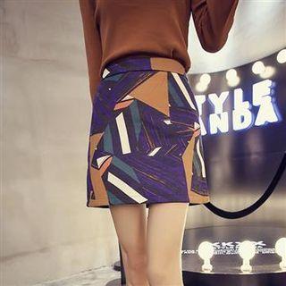 Printed Miniskirt Blue - One Size