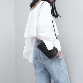 Bell-sleeved Asymmetric Cropped Blouse