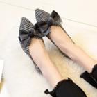 Bow Accent Plaid Pointed Flats