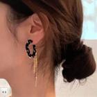 Chained Fringed Open Hoop Earring