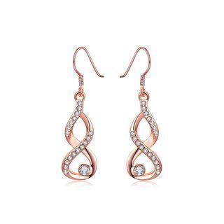Plated Rose Gold Minimalist Earrings With Austrian Element Crystal Rose Gold - One Size
