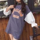 Lettering Color Panel Long Sleeve Tunic