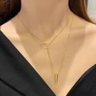 Geometric Pendant Layered Necklace X121 - Gold - One Size