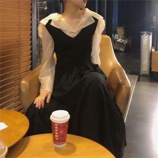 Plain Blouse / Midi Overall Dress