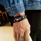 Stainless Steel Faux Leather Bracelet 1367 - Bracelet - One Size