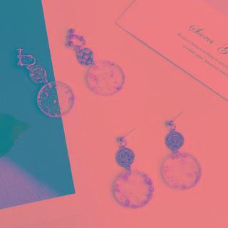 Gold Leaf Acrylic Disc Drop Earring