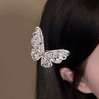 Rhinestone Flower Hair Clip Silver - One Size