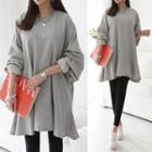 Flounced-hem Brushed-fleece Over-fit Pullover