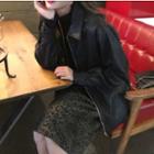 Faux-leather Loose-fit Jacket / Leopard Skirt