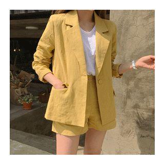 Set: One-button Linen Jacket + Shorts