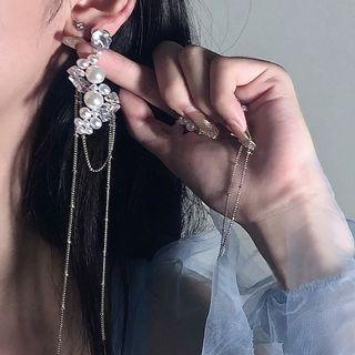 Faux Pearl Fringe Drop Earring 1 Pair - S925 Silver - White - One Size