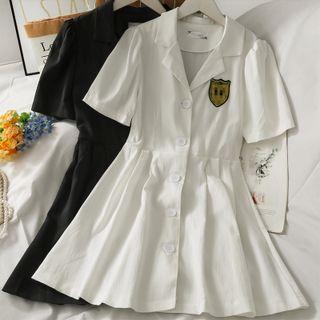 Badge-accent Mini Shirtdress