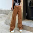 Low-rise Plain Cargo Loose-fit Pants