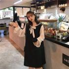 Bell-sleeve Bow Accent A-line Dress As Shown In Figure - One Size