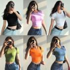 Short-sleeve Crop T-shirt In 7 Colors