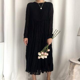 Sheer Long-sleeve Chiffon Dress