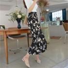 Floral Surplice-wrap Long Skirt
