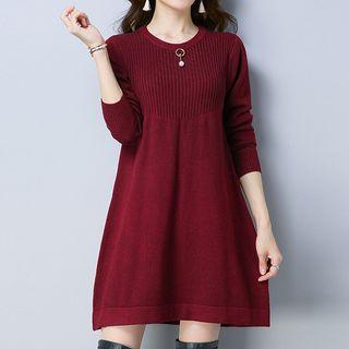 Long-sleeve A-line Knitted Dress
