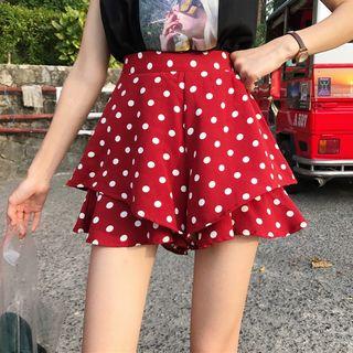 Wide-leg Polka Dot Layered Skorts
