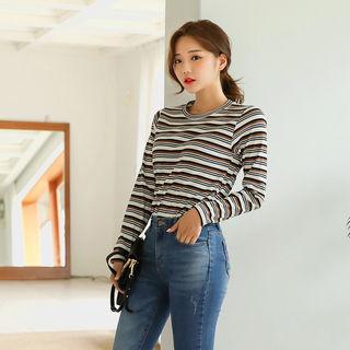 Round-neck Stripe Rib T-shirt