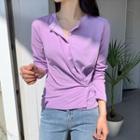 Slit-hem Button-side Cardigan