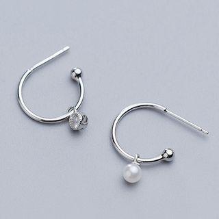 925 Sterling Silver Faux Pearl Dangle Earring 1 Pair - S925 Silver - One Size