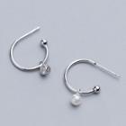 925 Sterling Silver Faux Pearl Dangle Earring 1 Pair - S925 Silver - One Size