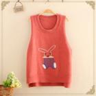 Rabbit Jacquard Round-neck Knit Vest