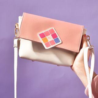 Applique Faux Leather Crossbody Bag Pink & White - One Size