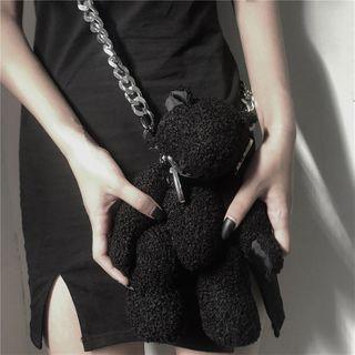 Furry Bear Crossbody Bag Black - One Size