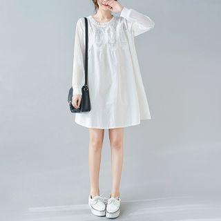Long-sleeve Lace Mesh Panel Dress