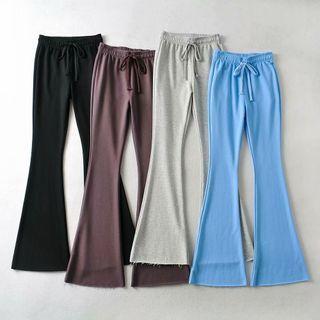 High-waist Plain Boot-cut Sweatpants