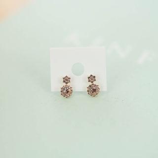 Rhinestone Stud Earrings Pink - One Size