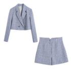 Plaid Double Breasted Blazer / Dress Shorts