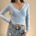 Lettuce Edge Crisscross Long-sleeve Top